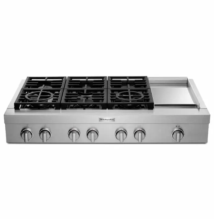 Parrilla de Gas Kitchenaid Profesional 48" 6Q y Plancha Acero Inoxidable