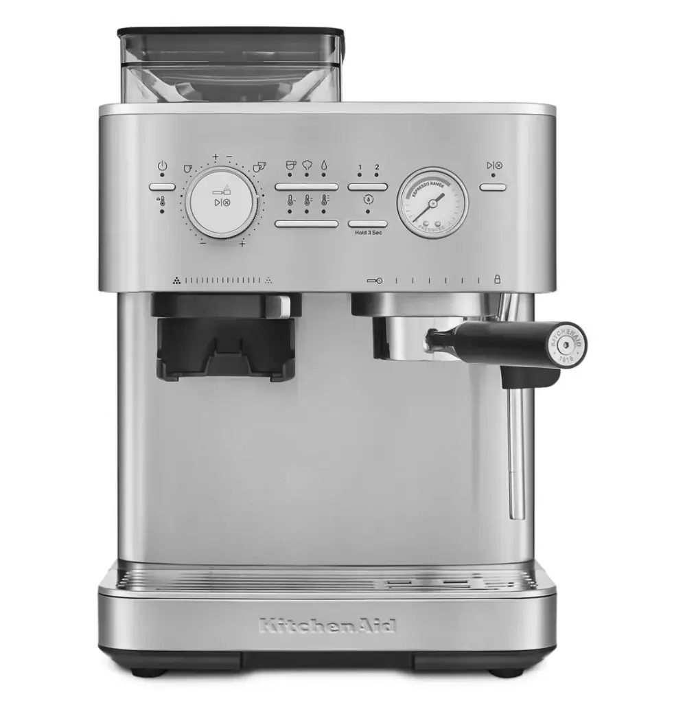 Cafetera Espresso Semiautomática Kitchenaid con Molino Stainless Steel